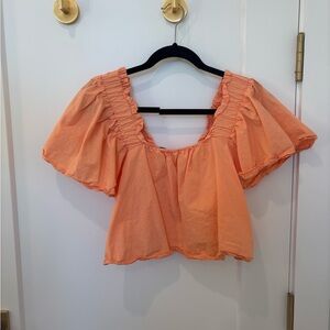 Women's Orange Zara Ruffled Top